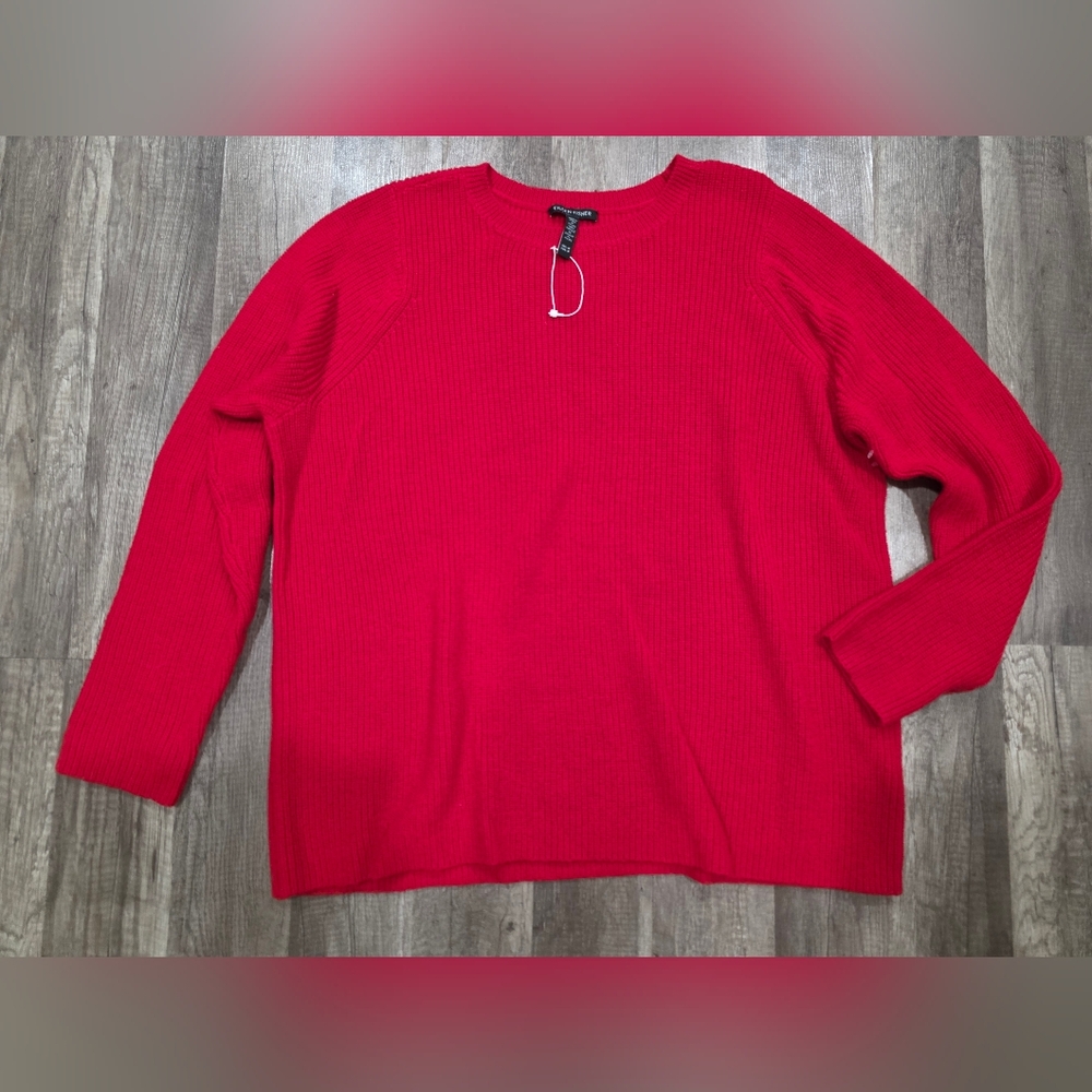 Nwot EILEEN FISHER MERINO Women's Red Sweater Quiet Luxury Layering Revolve - Picture 8 of 11
